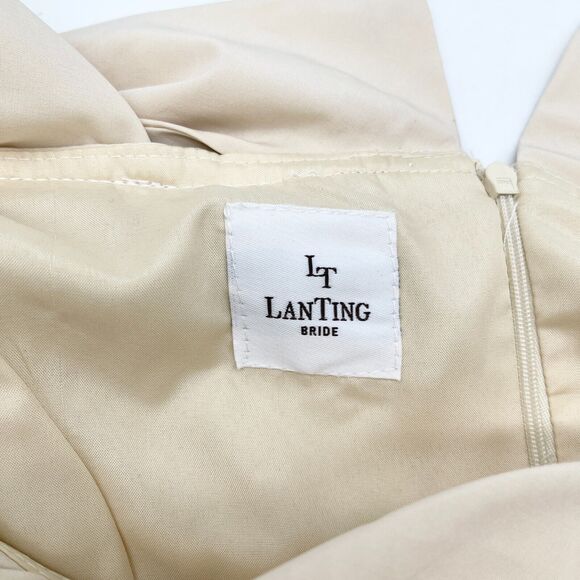 Lan Ting Bride Dress Womens 10 Cream Bridesmaid Wedding Party Minimalist Elegant - Picture 8 of 12